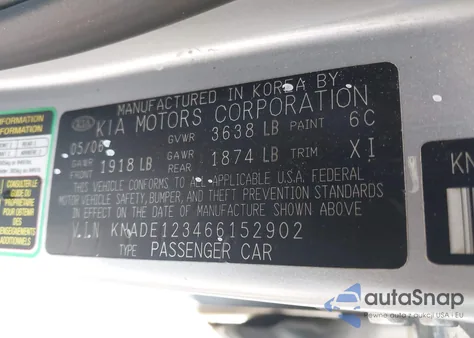 2006 Kia Rio Lx z USA, uszkodzony, nr VIN KNADE123466152902